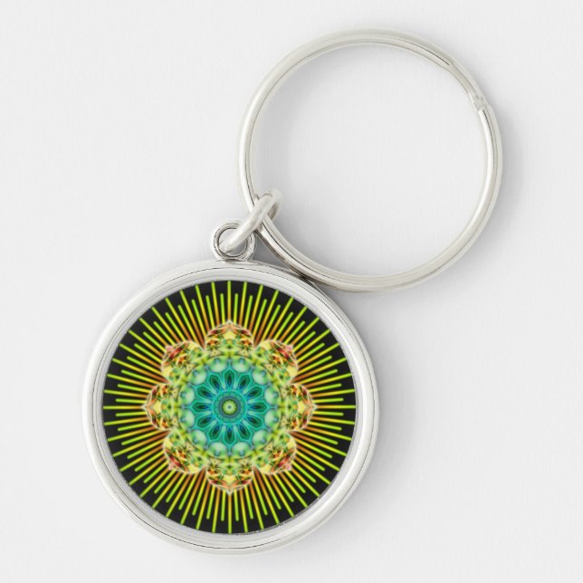 Llavero Mandala amarillo verde | negro (Frente)