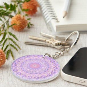 Llavero Mandalá boho hippie intrincado colorido alucinante