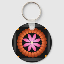 Mandalá de flor festiva de naranja rosa negro