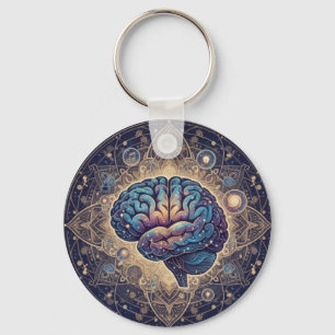 Llavero Mandala de la Mente Cósmica – Arte Cerebral Abstra