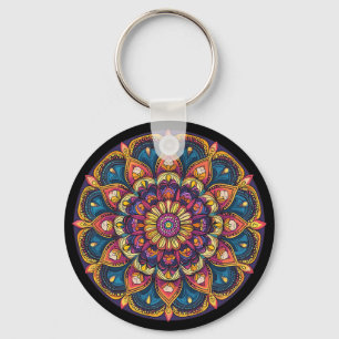 Llavero Mandalá de Loto Sagrado Meditación Yoga Boho