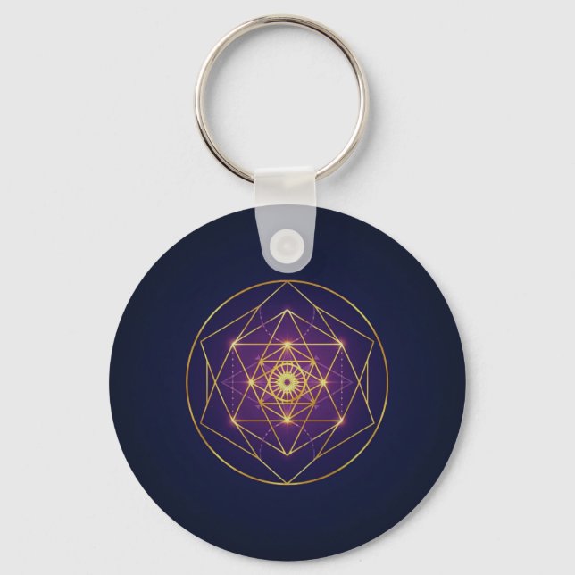 Llavero Mandala Dorado Celestial — Equilibrio en lo Infini (Anverso)