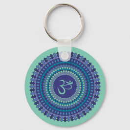 Llavero Mandala espiritual Om Purple Aqua Blue Kaleidoscop
