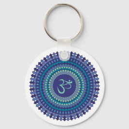 Llavero Mandala espiritual Om Purple Aqua Blue Kaleidoscop
