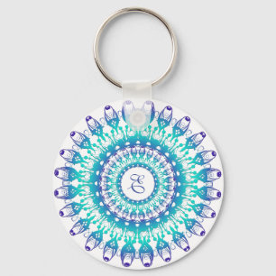 Llavero Mandala étnica de la turquesa