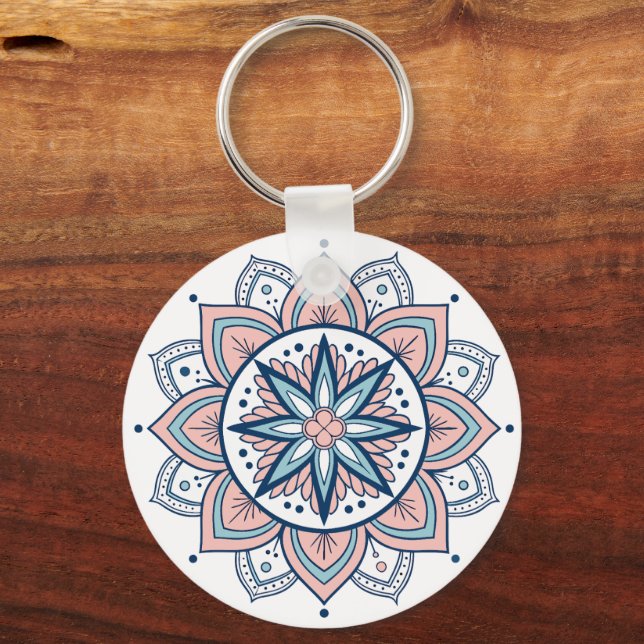 Llavero Mandala Intricada Pastel Floral (Anverso)