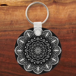 Llavero Mandala Keychain | Negro y gris