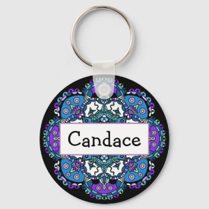Llavero Mandala Magnet con nombre personalizado morado y a