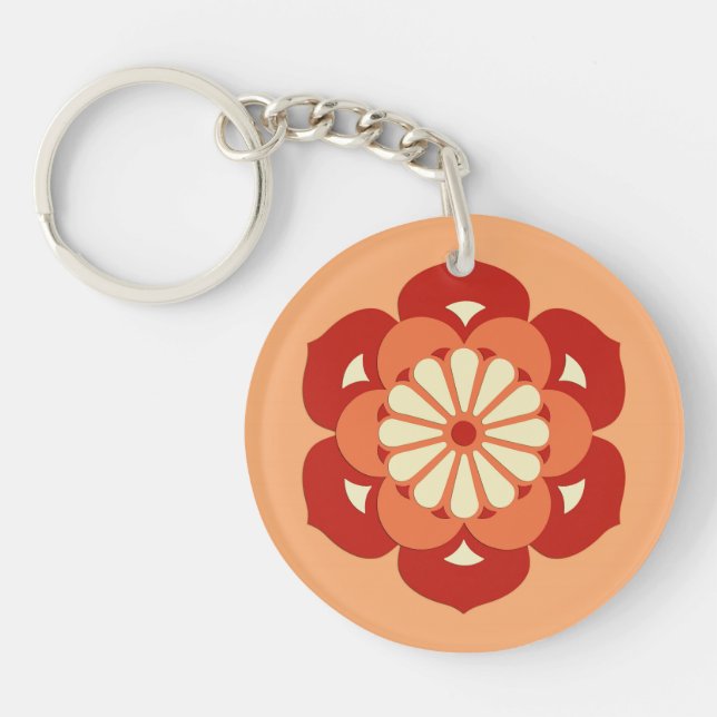 Llavero Mandala, Naranja Pastel y mandarín (Frente)