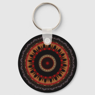 Llavero Mandala negra, roja y dorada