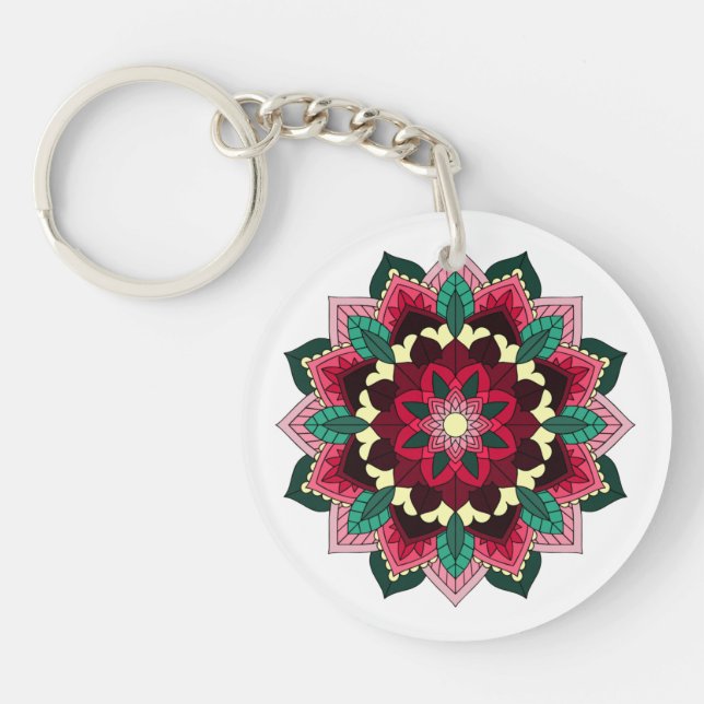 Llavero Mandala Pattern 02 in deep pink (Frente)