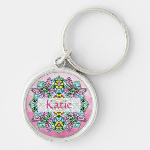 Llavero Mandala personalizada de mariposa rosa y azul