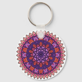 Llavero Mandala púrpura y rosa