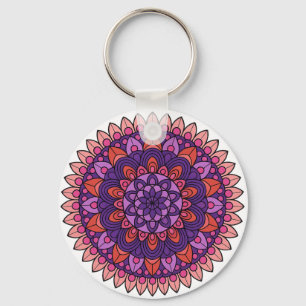 Llavero Mandala púrpura y rosa