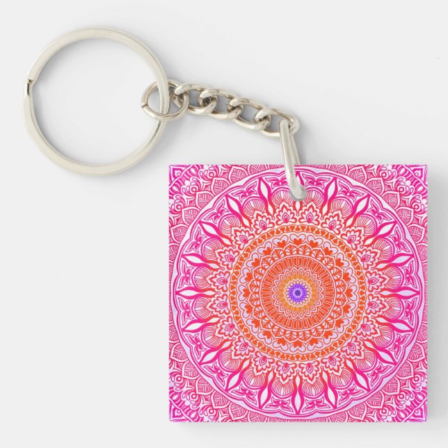Llavero Mandala rosa morado (Frente)