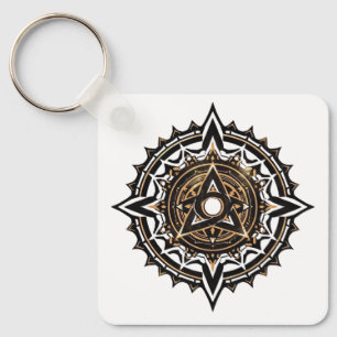 Llavero Mandala sagrada divina - Trishul de oro y negro