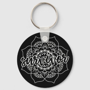Llavero Mandala, sobreviviente de cáncer, en blanco