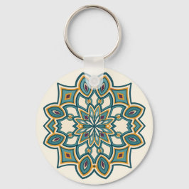 Llavero Mandalas de Flor Teal 