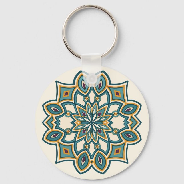 Llavero Mandalas de Flor Teal  (Anverso)