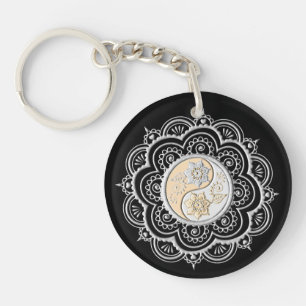 Llavero Mandalas de plata y oro