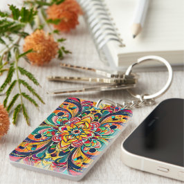 Llavero Mandalas Sinfonía de Color – Floral Psicodélico Au