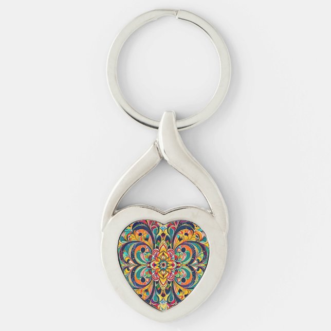 Llavero Mandalas Sinfonía de Color – Floral Psicodélico Au (Anverso)