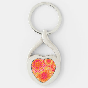 Llavero Mandalas superpuestas naranja rosa amarillo