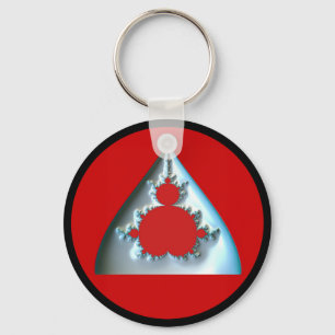 Llavero Mandelbrot plateado con gradiente en círculo rojo