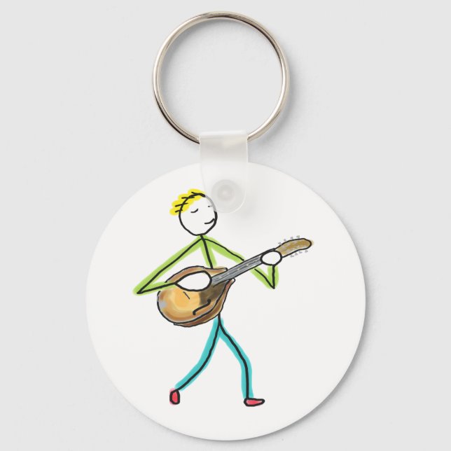 Llavero Mandolin Playing Stickman (Anverso)