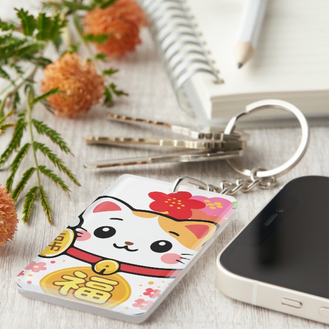 Llavero Maneki Kawaii Japonés (Frente Derecha)