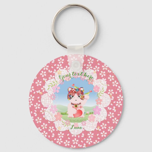 Llavero Maneki Neko Lucky Luna Round (Anverso)