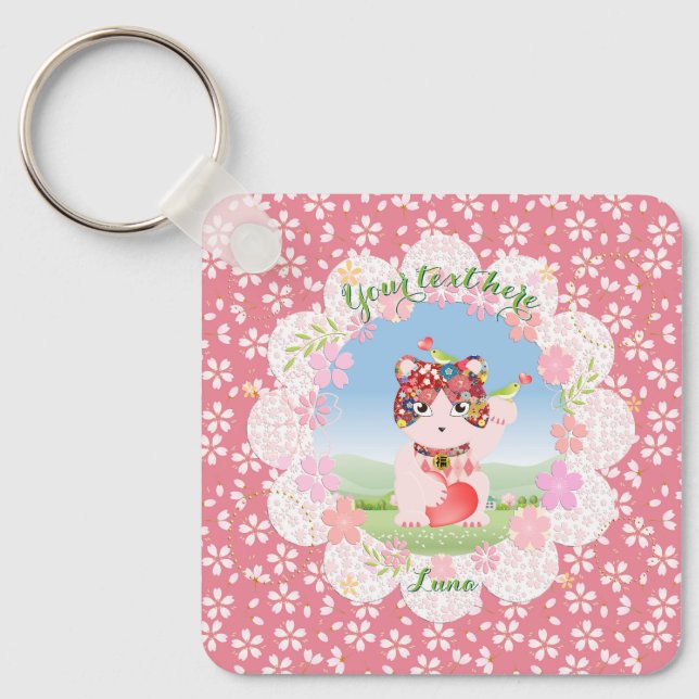 Llavero Maneki Neko Lucky Luna Square (Anverso)