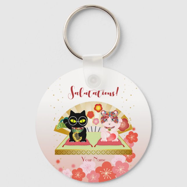 Llavero Maneki Neko Lucky Poiluna Round (Anverso)