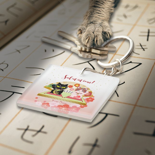 Llavero Maneki Neko Lucky Poiluna Square (Maneki Neko Lucky Poiluna Keychain)