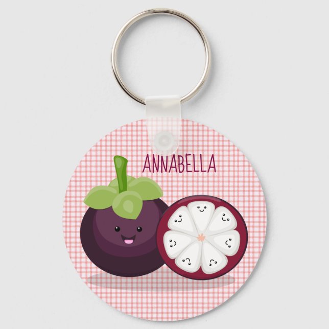 Llavero Mangosteen kawaii personalizado (Anverso)