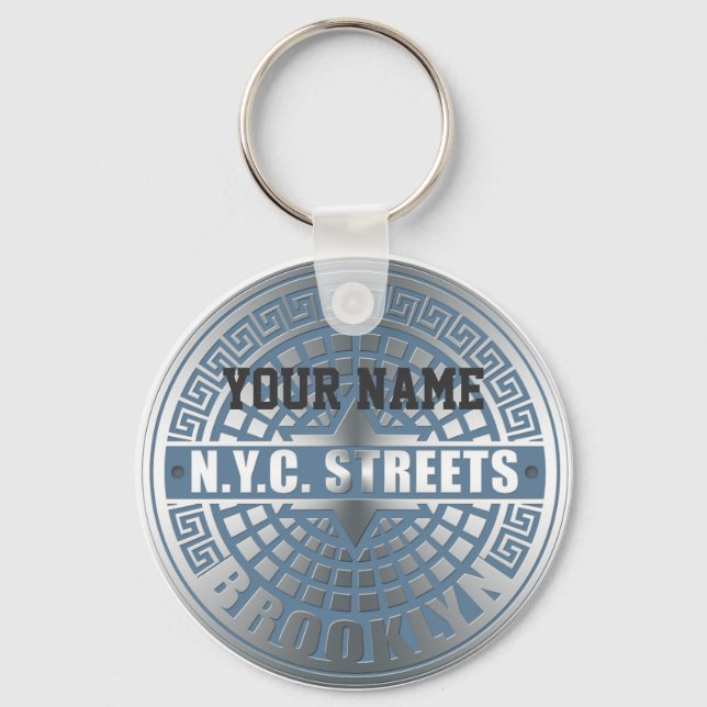 Llavero Manhole Cover Brooklyn Blue (Anverso)