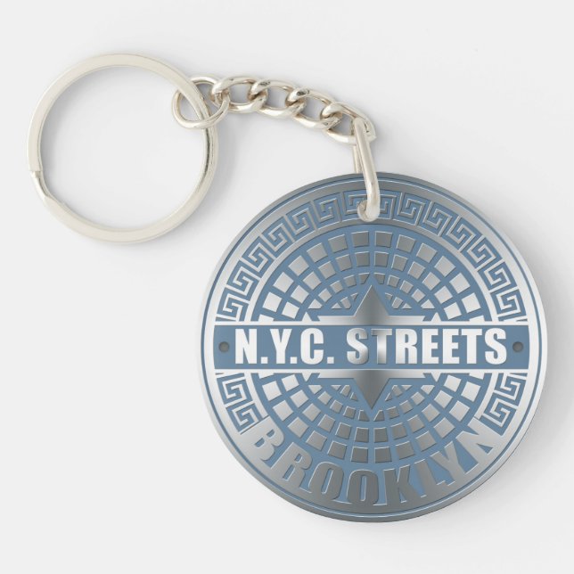 Llavero Manhole Cover Brooklyn Blue (Frente)