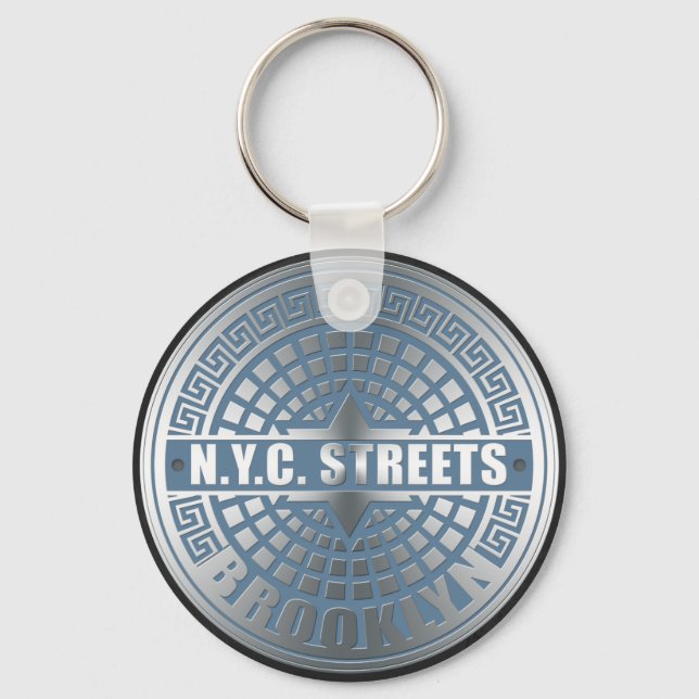 Llavero Manhole Cover Brooklyn Blue (Anverso)