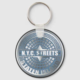 Llavero Manhole Staten Island Blue
