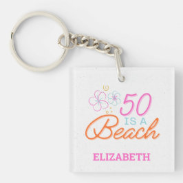 Llavero Mano de moda Dibujando Doodle 50th Beach Birthday
