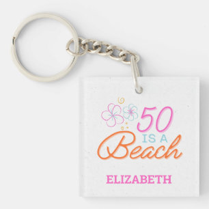 Llavero Mano de moda Dibujando Doodle 50th Beach Birthday