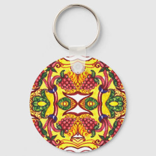 Llavero Mano Dibujada: Elegancia Ornamental Floral.