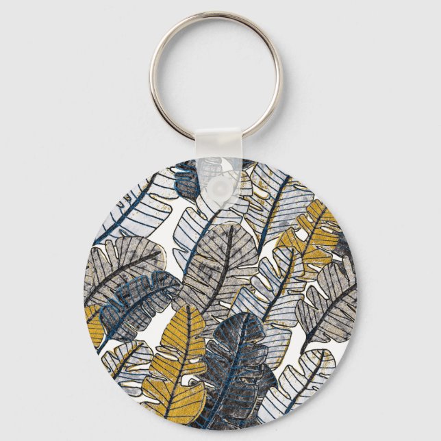 Llavero Mano dibujada: hojas tropicales (Anverso)