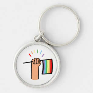 Llavero Mano dibujada ondeando una bandera arco iris
