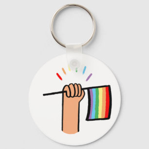 Llavero Mano dibujada ondeando una bandera arco iris