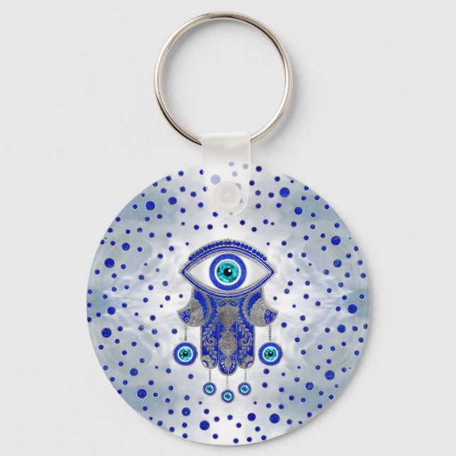 Llavero Mano Hamsa de Fatima Lapis Lazuli y Plata (Anverso)
