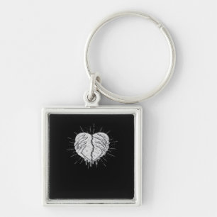 Llavero Mano Monocroma De Esqueleto Con Corazón Clásico
