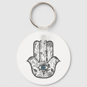 Llavero Mano simple dibujada floral Hamsa mano