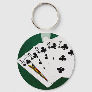 Llavero Manos de póquer - Flush recto - Juego de Clubs