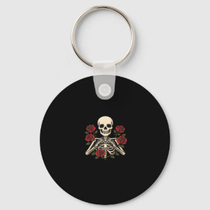 Llavero Manos Skeleton Heart Con Rosas Rojas - Romántico O